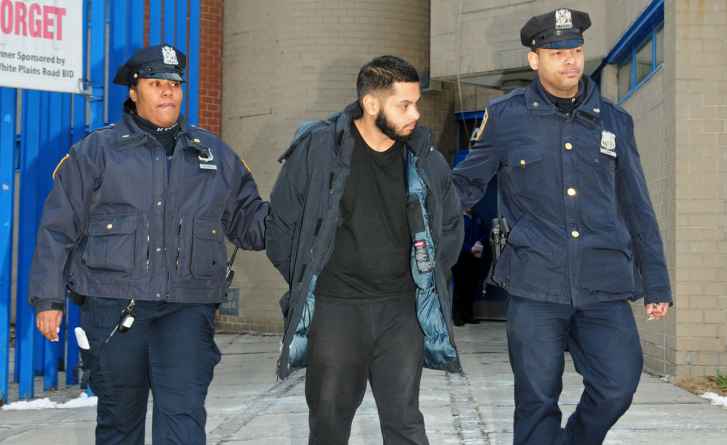 Tanbir Islam leaves the 49 Precinct charged with DWI,and the death of his friend Christopher Hulse andother charges. Friday,. January 6th, 2017, Bronx,,New York. ( Michael Schwartz for the New York Daily News). Scene at 1840 Mayflower Avenue where Ariel Galarza was Tasered by NYPD and died. Ed Mullins, President of the Sergeants Benevolent Association speaks to the press. Galarza's ex-girlfriend of 10 years and his step-daughter cry as the speak about him. 45 Precinct Sergaeant speaking to officers .His Taser visible on his belt. Thursday,November 3rd,2016,Bronx,New York.( Michael Schwartz for New York Daily News).