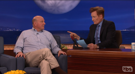 Watch: Clippers owner Steve Ballmer gets very excited about new ticket bidding service on &#039;Conan&#039;