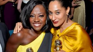 Viola Davis and Tracee Ellis Ross at the InStyle and Warner Bros party.