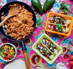 These tacos are filled with the vegan version of "pulled pork" - young jackfruit.