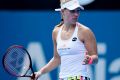 Disappointed: Angelique Kerber of Germany reacts after losing a point.