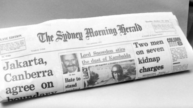 A copy of the Sydney Morning Herald on 10 October 1972.
Photo: Robert Pearce