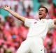 Caught in the middle: Josh Hazlewood.