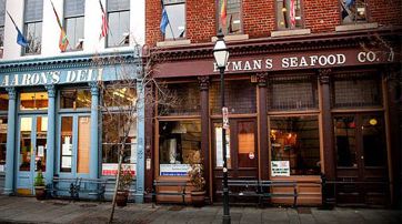 Hyman's Seafood and Aaron's Deli, owned and operated by descendants of a dry-goods wholesaler that occupied the site in downtown Charleston, S.C.