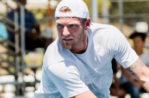 Second round of the Canberra Challanger, Sam Groth v Gerald Melzer. Sam Groth. Photo: Jamila Toderas