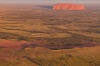 Uluru from the air. The increased rainfall in Central Australia in 2016 has turned the red centre a touch of green!