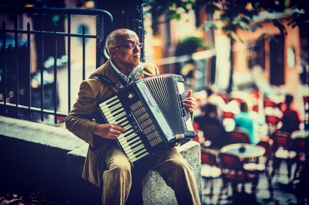 Paris, France. Street musician.