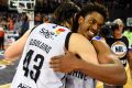 Casper Ware and Chris Goulding after Melbourne's win on Thursday.