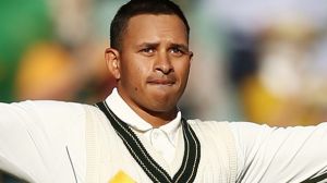 ADELAIDE, AUSTRALIA - NOVEMBER 25: Usman Khawaja of Australia celebrates after reaching 100 runs during day two of the ...