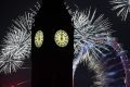 LONDON, ENGLAND - JANUARY 01: Fireworks light up the London skyline and Big Ben just after midnight on January 1, 2017 ...