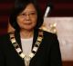 Taiwan's President Tsai Ing-wen poses for photos after she received Guatemala's highest honor 'Orden del quetzal' on ...
