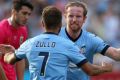 Revved up: David Carney celebrates the match-winner.