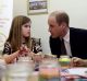 Prince William, Duke of Cambridge speaks to Aoife, 9, during his visit to a Child Bereavement UK Centre in Stratford on ...