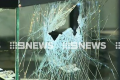 The smashed window of a Canterbury jewellery store after it was robbed on Thursday.