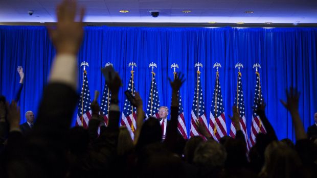 Hard to watch. US President-elect Donald Trump takes questions from members of the media.