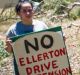 Protesters on Thursday gathered at the scene of tree-clearing for the Ellerton Drive Extension in Queanbeyan ...