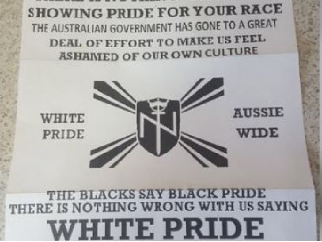 The Aryan Nations flyer hand delivered to letterboxes in suburban Perth earlier this year