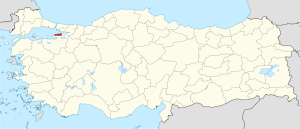 Location of Yalova Province in Turkey