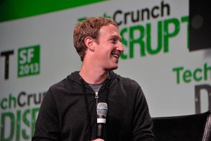 Mark Zuckerberg (Facebook founder) on stage at TechCrunch Disrupt 2013