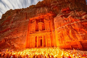 The Treasury lit up at night at Petra.