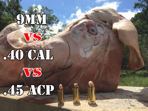 9mm vs .40 Cal vs .45 ACP... Pig Head Test