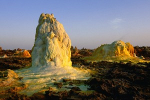 Dallol, Ethiopia. In the Danakil Depression, it dips 116m below sea level, and is home to the settlement of Dallol, the ...