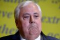 Clive Palmer addresses the media at a press conference on the High Court challenge, in Canberra on Thursday 10 November ...