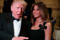 Melania Trump, pictured with her husband President-elect Donald Trump, has once again set tongues wagging about her ...