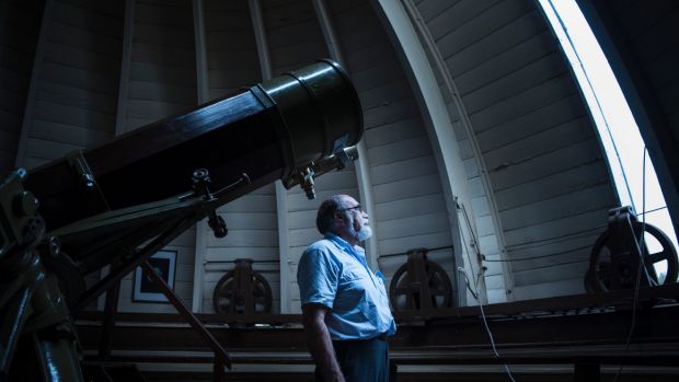 Astronomical Society of Victoria president Chris Rudge inside the Melbourne Observatory.