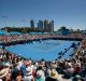 MELBOURNE, AUSTRALIA - JANUARY 16: Destanee Aiava of Australia plays ij front a big crowd in her match against Mona ...