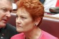 One Nation Senators Rod Culleton and Pauline Hanson in parliament in November. 