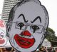 Student activists holds up a caricature of Malaysian Prime Minister Najib Razak in Kuala Lumpur in August.