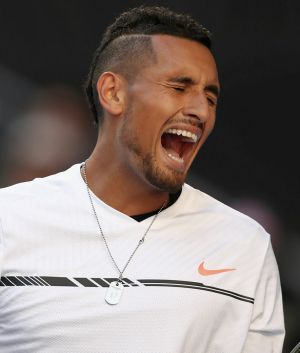 Nick Kyrgios yells in frustration Andreas Seppi vs Nick Kyrgios at the Hisense Arena. Day 3 of the Australian Open ...