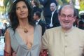 Spin a good yarn? Salman Rushdie with former wife, Padma Lakshmi.