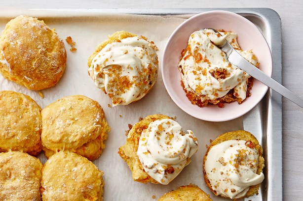 Sweet potato scones with pecan praline