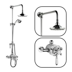 Hudson Reed - Traditional Thermostatic Shower System With Rose Head, Grand Riser and Handset - Showerheads And Body Sprays