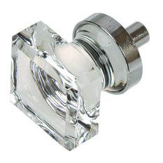 GlideRite Hardware - GlideRite Hardware 1” Square Glass Cabinet Knob, Polished Chrome - Cabinet And Drawer Knobs