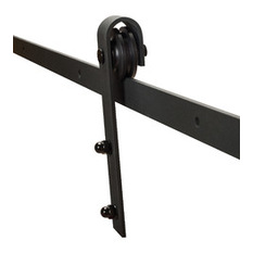 American Pro Decor - Sliding Barn Door Hardware Kit for Single Wood Doors With Fittings, Black - Barn Door Hardware