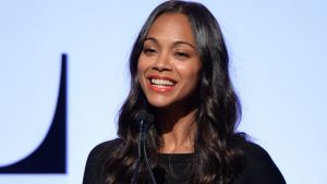 LOS ANGELES, CA - OCTOBER 19:  Actress Zoe Saldana speaks onstage during the 22nd Annual ELLE Women in Hollywood Awards ...