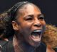 United States' Serena Williams celebrates a point win over Switzerland's Belinda Bencic during their first round match ...