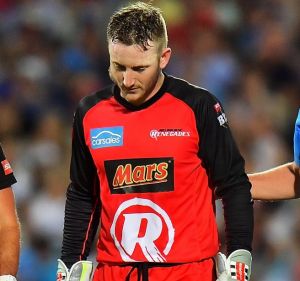 A battered Peter Nevill walks from the field.