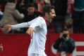 Sevilla's Stevan Jovetic, right, celebrates after scoring the winner against Real Madrid.