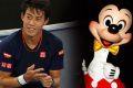 Nishikori wants a selfie with Mickey. 
