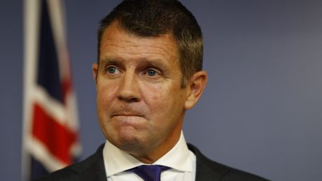 NSW Premier Mike Baird announces his retirement at a press conference on Thursday.