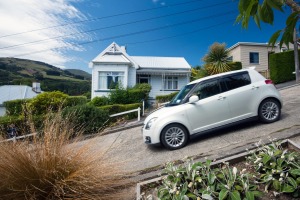 Baldwin Street, world's steepest street, in Dunedin, New Zealand.