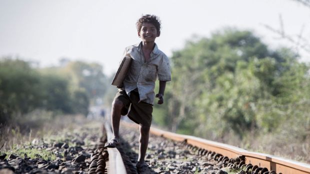 Sunny Pawar as the little boy lost in India before he was adopted in Australia.