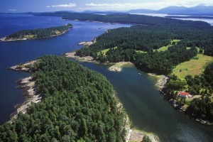 Aerial of Gabriola Island, British Columbia.