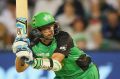Ben Hilfenhaus of the Stars bats during the Big Bash League match between the Melbourne Stars and the Adelaide Strikers ...