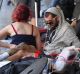 The homeless camp outside Flinders Street Station on Wednesday.