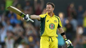 PERTH, AUSTRALIA - JANUARY 19: Steve Smith of Australia celebrates his century during game three of the One Day ...